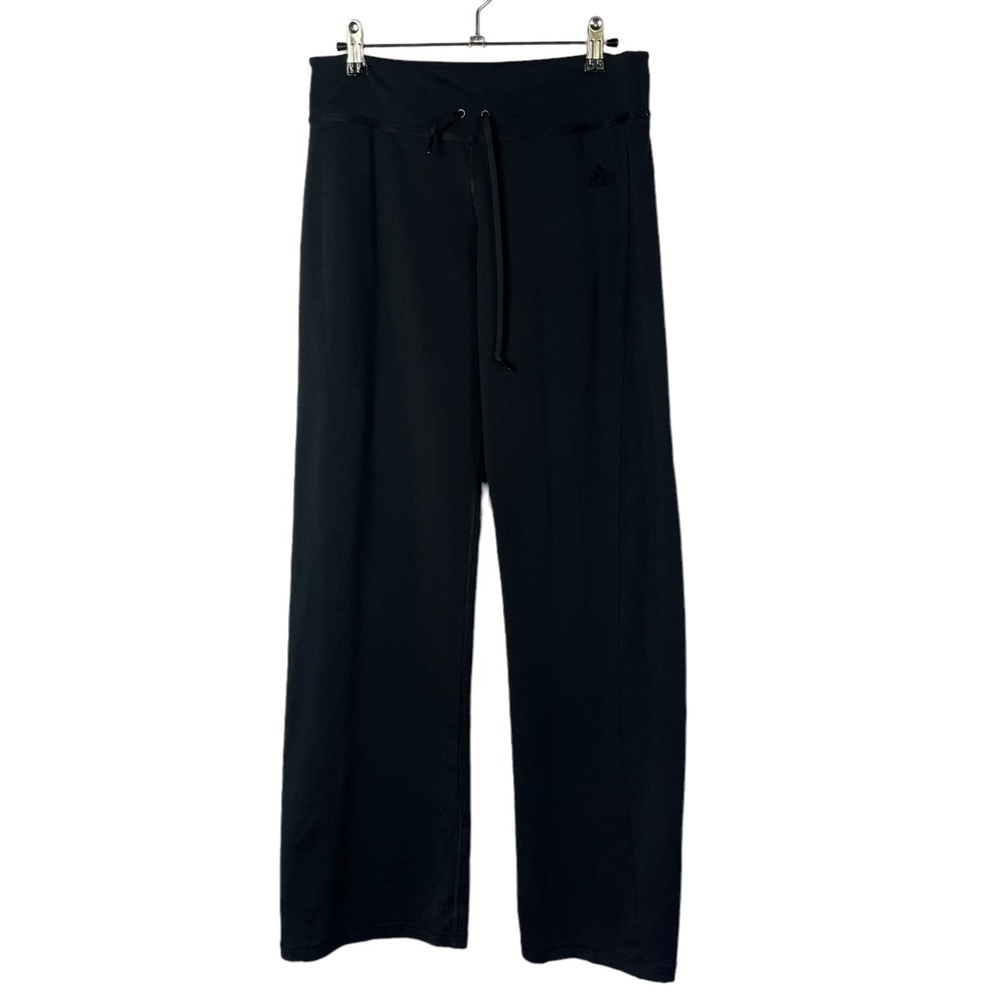 Adidas Black Wide Leg Mid Rise Athletic Pants M